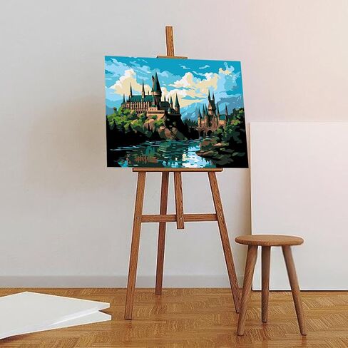 Auremi Castle Framed Paint by Number for Adults,DIY Landscape Painting by Number Kits on Canvas Acrylic Oil Painting Kits for Adults Paint by Number Kits for Home Decor 20x30cm in Saudi Arabia
