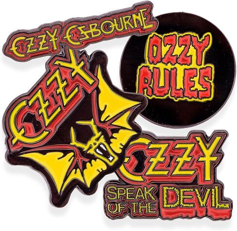 Ozzy Osbourne Lapel Pins 4 Pack Logo Enamel Made of Metal (Pin Set 3) in Saudi Arabia