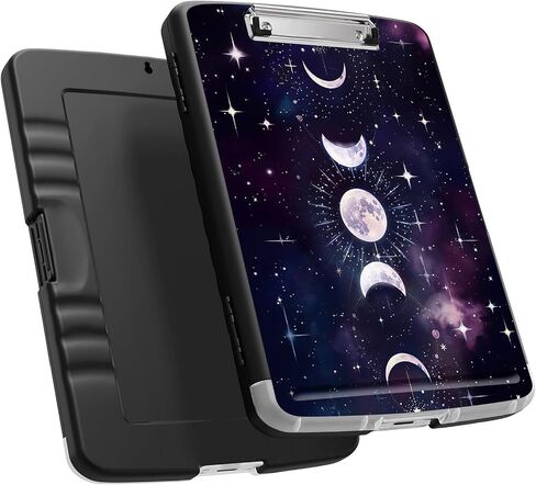 Clipboard with Storage, High Capacity Nursing Clipboards with Pen Holder, Heavy Duty Clipboards with Low Profile Clip, Clipboard Folder Side Opening, Moon Sun Stars in Kuwait