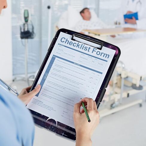 Clipboard with Storage, High Capacity Nursing Clipboards with Pen Holder, Heavy Duty Clipboards with Low Profile Clip, Clipboard Folder Side Opening, Moon Sun Stars in Kuwait