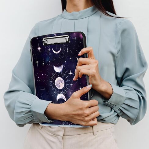 Clipboard with Storage, High Capacity Nursing Clipboards with Pen Holder, Heavy Duty Clipboards with Low Profile Clip, Clipboard Folder Side Opening, Moon Sun Stars in Kuwait