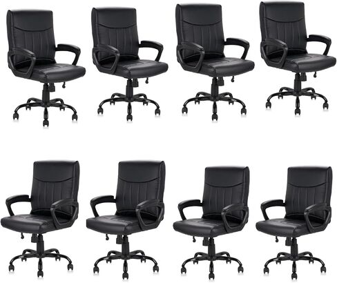 CLATINA Big and Tall 500 lbs Waiting Chair, Leather Guest Reception Chairs with Padded Arm Rest for Waiting Room Office Home and Meeting Conference, Black 8 PK in Kuwait