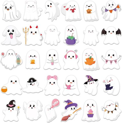 Zonon 90 Pcs Halloween Ghost Cutouts Cute White Pink Paper Ghost Bulletin Board Decor for Classroom Bulletin Boards Wall Trees School Halloween Home DIY Treat Baby Shower Party Decorations Supplies in Saudi Arabia