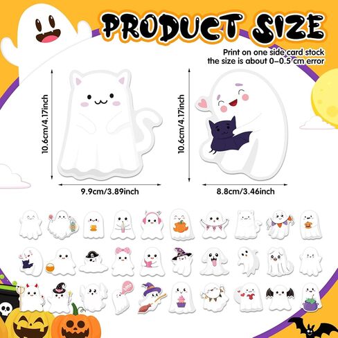 Zonon 90 Pcs Halloween Ghost Cutouts Cute White Pink Paper Ghost Bulletin Board Decor for Classroom Bulletin Boards Wall Trees School Halloween Home DIY Treat Baby Shower Party Decorations Supplies in Saudi Arabia