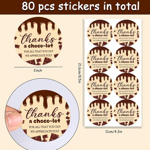 Serencatcher 80pcs s'more تقدير الموظف شكرا لك ملصقات 2 بوصة ، s'mores ملصقات مستديرة ذاتية الملصقات الختمات لصالح الحفلات الأكياس مظروف مدرس الأعمال الصغيرة فريق العمل in Kuwait