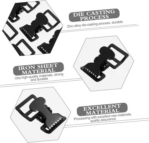 STOBOK 5pcs Medical Clip Buckles Belt Buckle Side Release Backpack Replacement Webbing Iron Black in Saudi Arabia