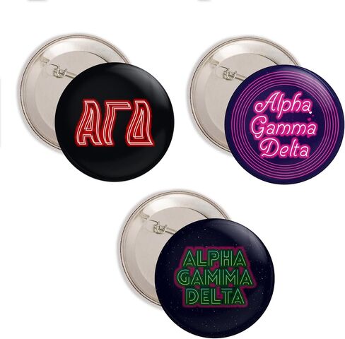 Alpha Gamma Delta Sorority Purple Floral 4 Pieces of Variety Buttons Pin Back Badge 2.25-inch Alpha Gam in Kuwait