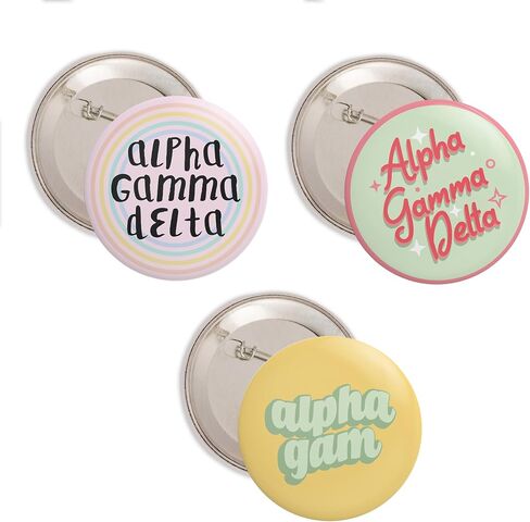 Alpha Gamma Delta Sorority Purple Floral 4 Pieces of Variety Buttons Pin Back Badge 2.25-inch Alpha Gam in Kuwait