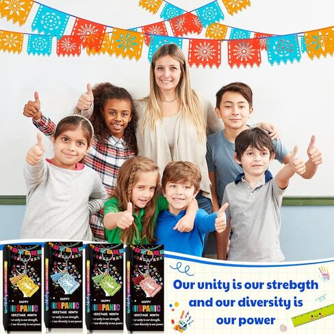 24 Set Hispanic Heritage Month Gifts Bulk Latin American Party Favors Included Retractable Ballpoint Pens Spanish Keychain Greeting Cards for Classroom Teacher Supplies Cultural Celebrations in Saudi Arabia