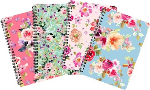 YIHUANYIFA 4pcs Spiral Notebooks School Supplies A5 8mm Ruled 8.3 Inch x 5.9 Inch Hardcover 160 Pages Journals for Work Students Study and Notes (4, Floral) in Saudi Arabia