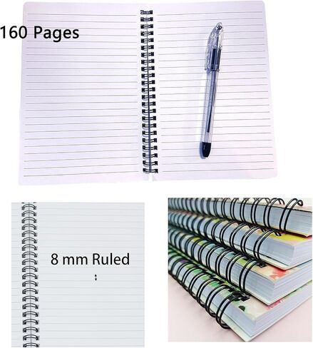 YIHUANYIFA 4pcs Spiral Notebooks School Supplies A5 8mm Ruled 8.3 Inch x 5.9 Inch Hardcover 160 Pages Journals for Work Students Study and Notes (4, Floral) in Saudi Arabia