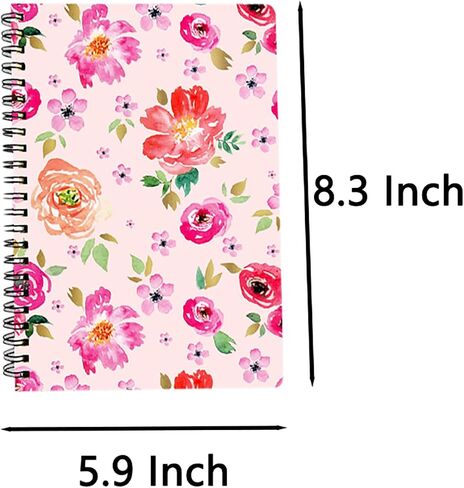 YIHUANYIFA 4pcs Spiral Notebooks School Supplies A5 8mm Ruled 8.3 Inch x 5.9 Inch Hardcover 160 Pages Journals for Work Students Study and Notes (4, Floral) in Saudi Arabia