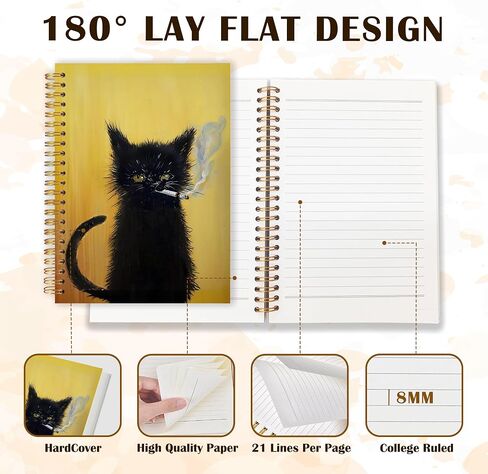 Qabliqo Orange Tabby Cat Bathing Spiral Notebooks, Minimalist Japanese Cat Journals for Writing, Cats Lover Mom Lady Gifts Journal, Aesthetic Cute Kitten Notebook for Note Taking, 5.5x8.3 Inch in Saudi Arabia