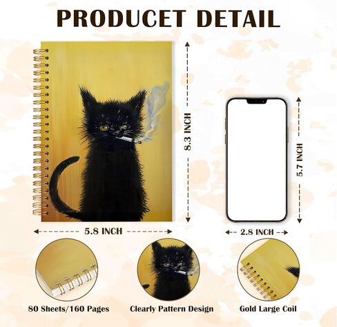 Qabliqo Orange Tabby Cat Bathing Spiral Notebooks, Minimalist Japanese Cat Journals for Writing, Cats Lover Mom Lady Gifts Journal, Aesthetic Cute Kitten Notebook for Note Taking, 5.5x8.3 Inch in Saudi Arabia