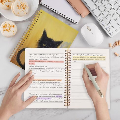 Qabliqo Orange Tabby Cat Bathing Spiral Notebooks, Minimalist Japanese Cat Journals for Writing, Cats Lover Mom Lady Gifts Journal, Aesthetic Cute Kitten Notebook for Note Taking, 5.5x8.3 Inch in Saudi Arabia
