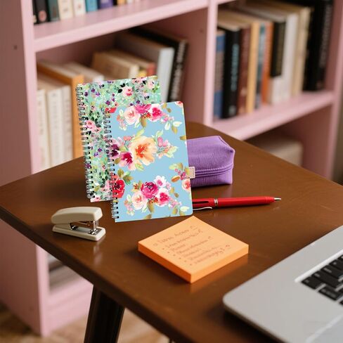 YIHUANYIFA 4pcs Spiral Notebooks School Supplies A5 8mm Ruled 8.3 Inch x 5.9 Inch Hardcover 160 Pages Journals for Work Students Study and Notes (4, Floral) in Saudi Arabia