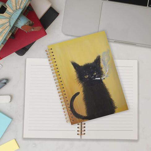 Qabliqo Orange Tabby Cat Bathing Spiral Notebooks, Minimalist Japanese Cat Journals for Writing, Cats Lover Mom Lady Gifts Journal, Aesthetic Cute Kitten Notebook for Note Taking, 5.5x8.3 Inch in Saudi Arabia