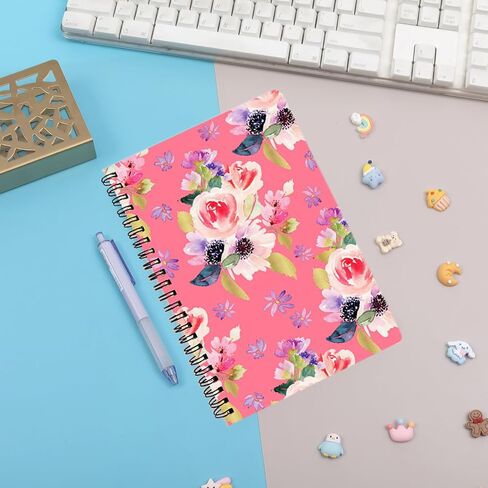 YIHUANYIFA 4pcs Spiral Notebooks School Supplies A5 8mm Ruled 8.3 Inch x 5.9 Inch Hardcover 160 Pages Journals for Work Students Study and Notes (4, Floral) in Saudi Arabia