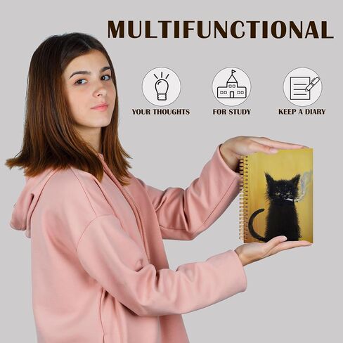 Qabliqo Orange Tabby Cat Bathing Spiral Notebooks, Minimalist Japanese Cat Journals for Writing, Cats Lover Mom Lady Gifts Journal, Aesthetic Cute Kitten Notebook for Note Taking, 5.5x8.3 Inch in Saudi Arabia