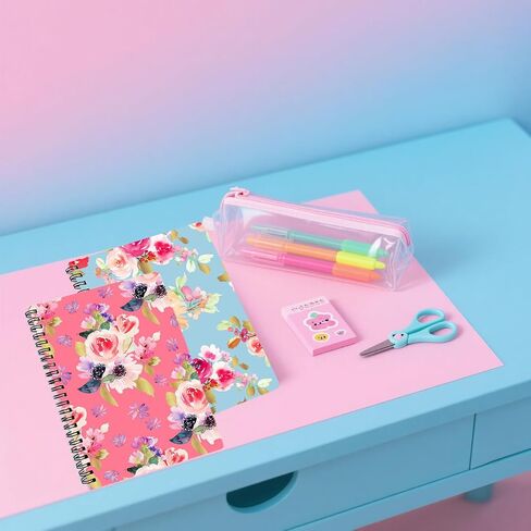 YIHUANYIFA 4pcs Spiral Notebooks School Supplies A5 8mm Ruled 8.3 Inch x 5.9 Inch Hardcover 160 Pages Journals for Work Students Study and Notes (4, Floral) in Saudi Arabia