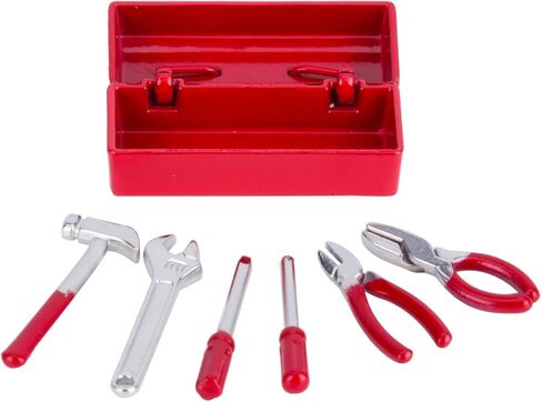 1:10 Scale RC Crawler Accessories Simulation Decoration Tools Mini Decorative Wrench Hammer Screwdriver Toolbox for 1/10 RC Crawler Car SCX10 D90 D110 TF2 TRX4 (Red) in Saudi Arabia