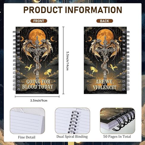 Fourth-Wiings Dragon Gift - 21 PCS Journaling Kit 4th Wing Bookish Merch Fantasy Bookmarks Notebooks Ballpoint Pen Book Mark for Reading Birthday Gift for Book Lover Reader Fans in Saudi Arabia