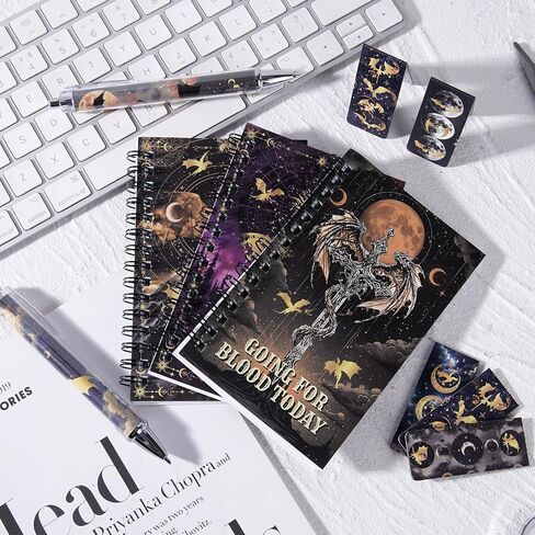 Fourth-Wiings Dragon Gift - 21 PCS Journaling Kit 4th Wing Bookish Merch Fantasy Bookmarks Notebooks Ballpoint Pen Book Mark for Reading Birthday Gift for Book Lover Reader Fans in Saudi Arabia