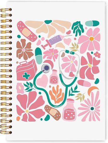 Pink Nurse Notebook Journal 5.5x8.3 ، هدايا تقدير الممرضات لأغراض التدوين ، هدايا التمريض للنساء ، Coquette Pink Metethoscope Bow Journal SPORAL in Kuwait