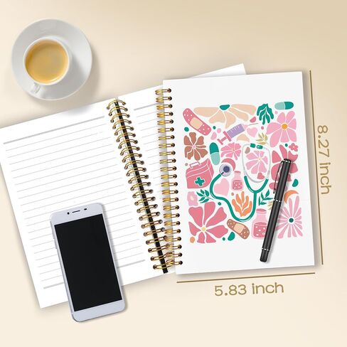 Pink Nurse Notebook Journal 5.5x8.3 ، هدايا تقدير الممرضات لأغراض التدوين ، هدايا التمريض للنساء ، Coquette Pink Metethoscope Bow Journal SPORAL in Kuwait