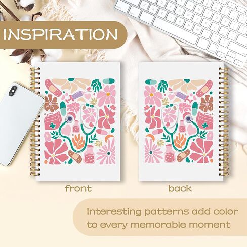 Pink Nurse Notebook Journal 5.5x8.3 ، هدايا تقدير الممرضات لأغراض التدوين ، هدايا التمريض للنساء ، Coquette Pink Metethoscope Bow Journal SPORAL in Kuwait