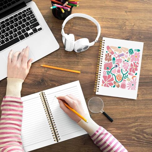 Pink Nurse Notebook Journal 5.5x8.3 ، هدايا تقدير الممرضات لأغراض التدوين ، هدايا التمريض للنساء ، Coquette Pink Metethoscope Bow Journal SPORAL in Kuwait