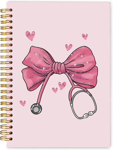 Pink Nurse Notebook Journal 5.5x8.3 ، هدايا تقدير الممرضات لأغراض التدوين ، هدايا التمريض للنساء ، Coquette Pink Metethoscope Bow Journal SPORAL in Kuwait