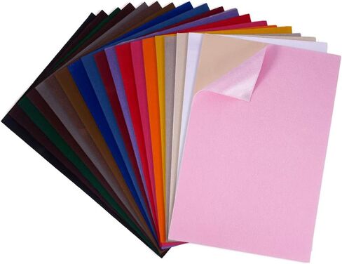 BENECREAT 19 Colors 8.3x11.8 Velvet Fabric Sticky Back Adhesive Back Sheets A4 Self-Adhesive Velvet Fabric Sheet for Halloween Christmas Decor Art and Craft Making in Saudi Arabia