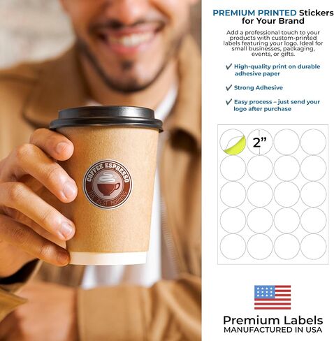 Round Labels, Matte White, 2 Inch Circle Stickers for Inkjet Laser Printers, 500 Count on 25 Sheets, Strong Adhesive, Template PLS774 (500 Lables) in Kuwait