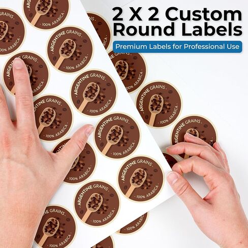 Round Labels, Matte White, 2 Inch Circle Stickers for Inkjet Laser Printers, 500 Count on 25 Sheets, Strong Adhesive, Template PLS774 (500 Lables) in Kuwait