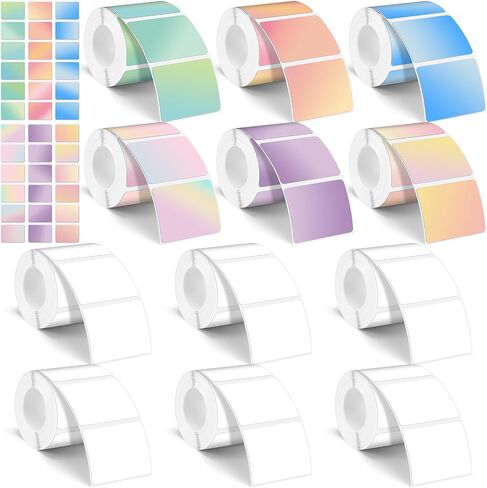 Ctosree 12 Rolls Printer Labels Adhesive Thermal Paper Waterproof Thermal Label Stickers Compatible with Phomemo M110 M221 M220 M120 M200 M110s Printer(Rainbow Colors,1.18 x 1.96 Inch) in Saudi Arabia