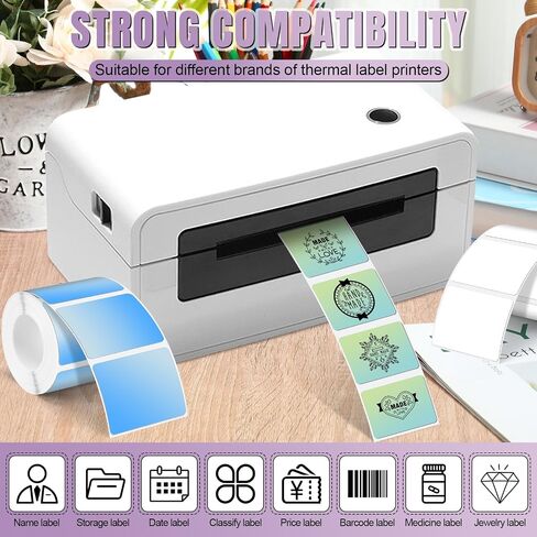 Ctosree 12 Rolls Printer Labels Adhesive Thermal Paper Waterproof Thermal Label Stickers Compatible with Phomemo M110 M221 M220 M120 M200 M110s Printer(Rainbow Colors,1.18 x 1.96 Inch) in Saudi Arabia