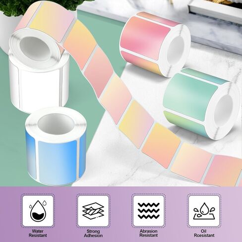 Ctosree 12 Rolls Printer Labels Adhesive Thermal Paper Waterproof Thermal Label Stickers Compatible with Phomemo M110 M221 M220 M120 M200 M110s Printer(Rainbow Colors,1.18 x 1.96 Inch) in Saudi Arabia