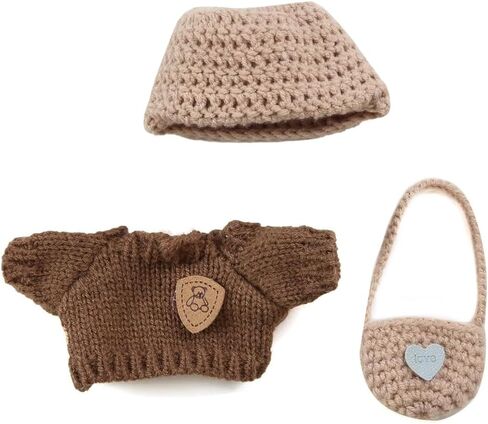 Clothes for Doll (NO Doll) , Handcrafted Crochet 3-Piece Set for 17cm Dolls, Premium Outfit with Accessories for , Stylish Clothes for Dolls(Style K) in Saudi Arabia