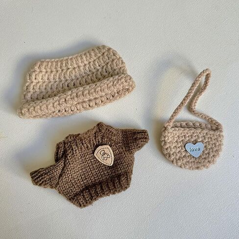 Clothes for Doll (NO Doll) , Handcrafted Crochet 3-Piece Set for 17cm Dolls, Premium Outfit with Accessories for , Stylish Clothes for Dolls(Style K) in Saudi Arabia
