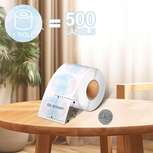 2" White Thermal Circle Sticker Labels, Self-Adhesive Round Direct Thermal Labels, Multi-Purpose Printer for DIY Barcode, Address, Name Tags 750/1 Roll White, Not for M100 in Kuwait