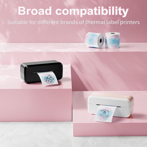 2" White Thermal Circle Sticker Labels, Self-Adhesive Round Direct Thermal Labels, Multi-Purpose Printer for DIY Barcode, Address, Name Tags 750/1 Roll White, Not for M100 in Kuwait