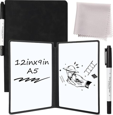 Marspark Portable White Board Board Dry Erase Board 9.4 "× 6.7" صغيرة قابلة للطي قابلة للطي مزدوجة الجوانب مع إكسسوارات مكتب تنظيف القلم الأسود للتخطيط للاجتماع in Saudi Arabia