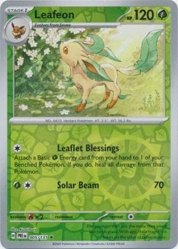 Pokemon - Leafeon 005/131 Evolutions Prismatic - بطاقة فردية رقائق عكسية in Saudi Arabia
