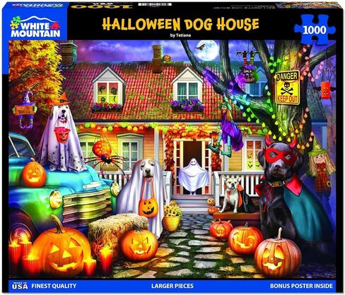 White Mountain Halloween Dog House Puzzle 1000 Piece Vintage Autumn Jigsaw Puzzles for Adults and Families in Saudi Arabia