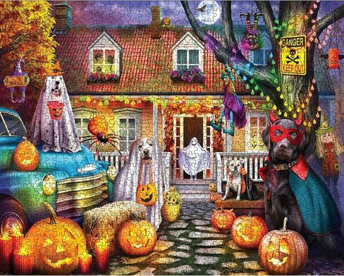 White Mountain Halloween Dog House Puzzle 1000 Piece Vintage Autumn Jigsaw Puzzles for Adults and Families in Saudi Arabia