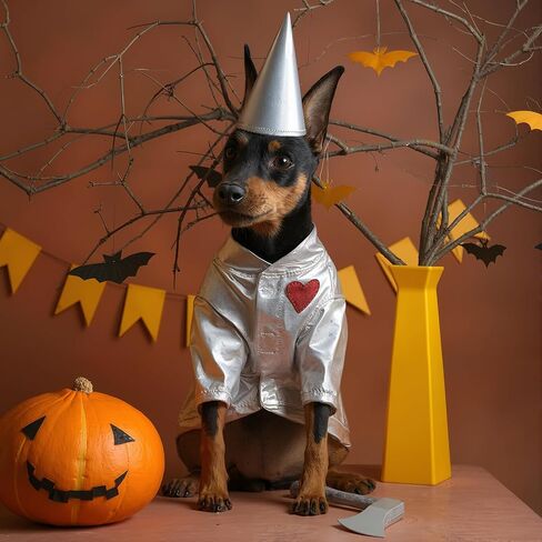 3 PCS Halloween Tin Pet Costume Associory Silver Funnel Hat Ax Fox Class أو Cats Pet Cloths for Animal Cosplay Party Halloween (L) in Kuwait