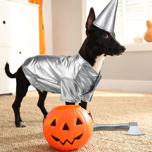 3 PCS Halloween Tin Pet Costume Associory Silver Funnel Hat Ax Fox Class أو Cats Pet Cloths for Animal Cosplay Party Halloween (L) in Kuwait