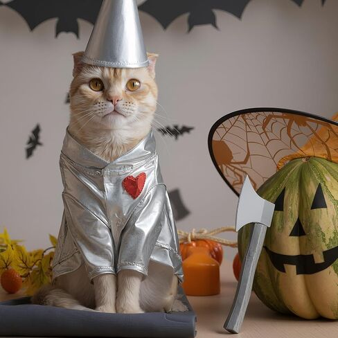 3 PCS Halloween Tin Pet Costume Associory Silver Funnel Hat Ax Fox Class أو Cats Pet Cloths for Animal Cosplay Party Halloween (L) in Kuwait