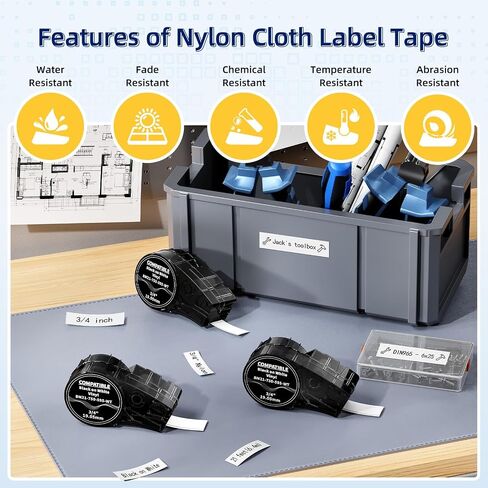 Replace for M21-750-499 3/4 Inch Nylon Cloth Label Tape, Compatible with M210, M211, BMP21-PLUS, BMP21-LAB Label Printer, 0.75" Width for Wire/Cable Marking, High Adhesion, 2-Pack in Kuwait